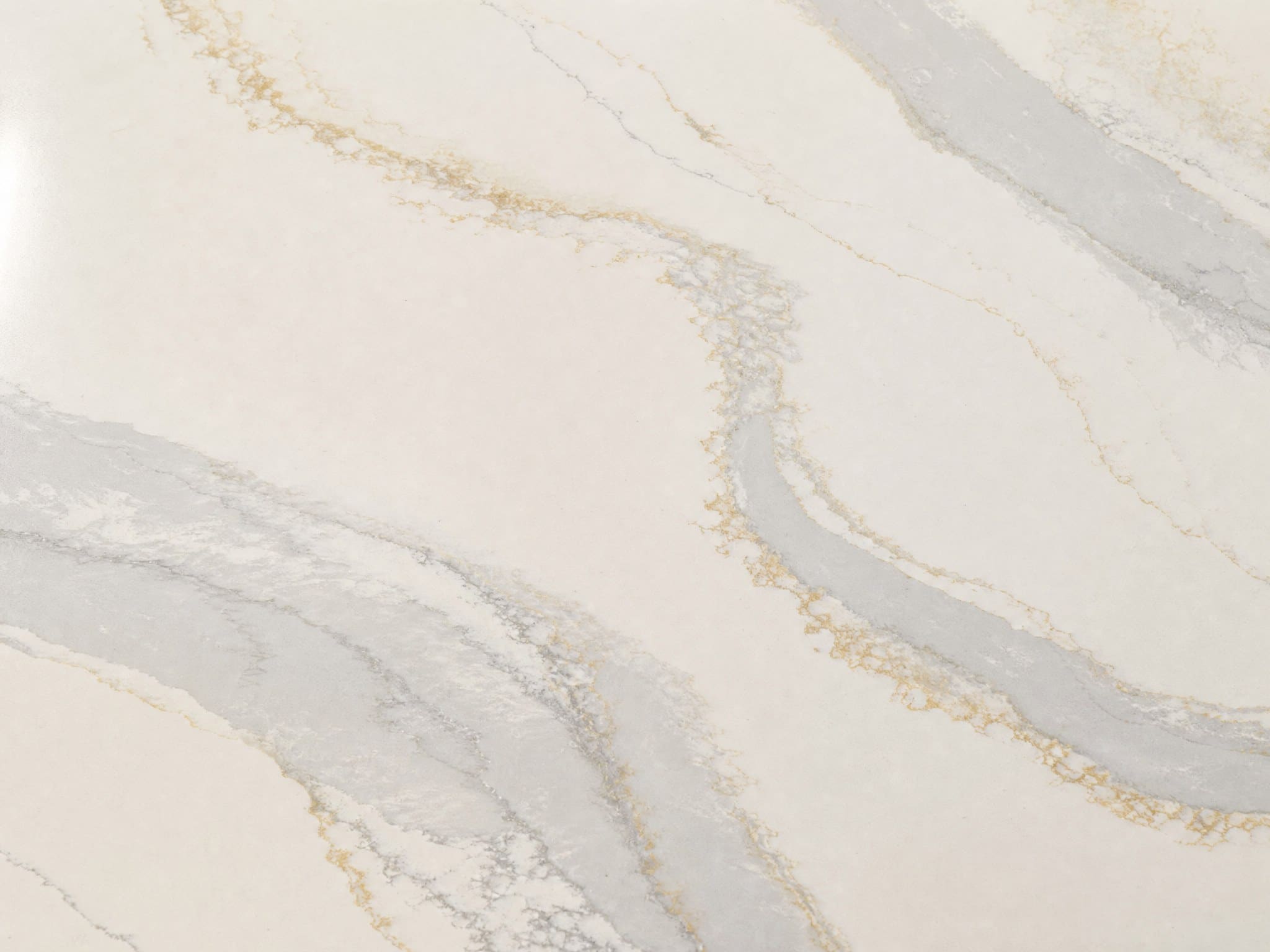 Cambria engineered quartz slab, macro detail of grey veining